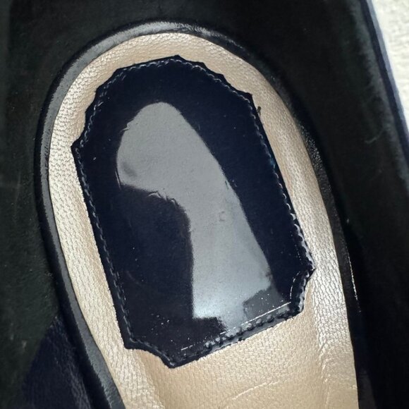 MISS DIOR Escarpin11 Patent Leather Navy Bleu fonce Veau Peep Toe Platform EU 40 - Picture 4 of 13